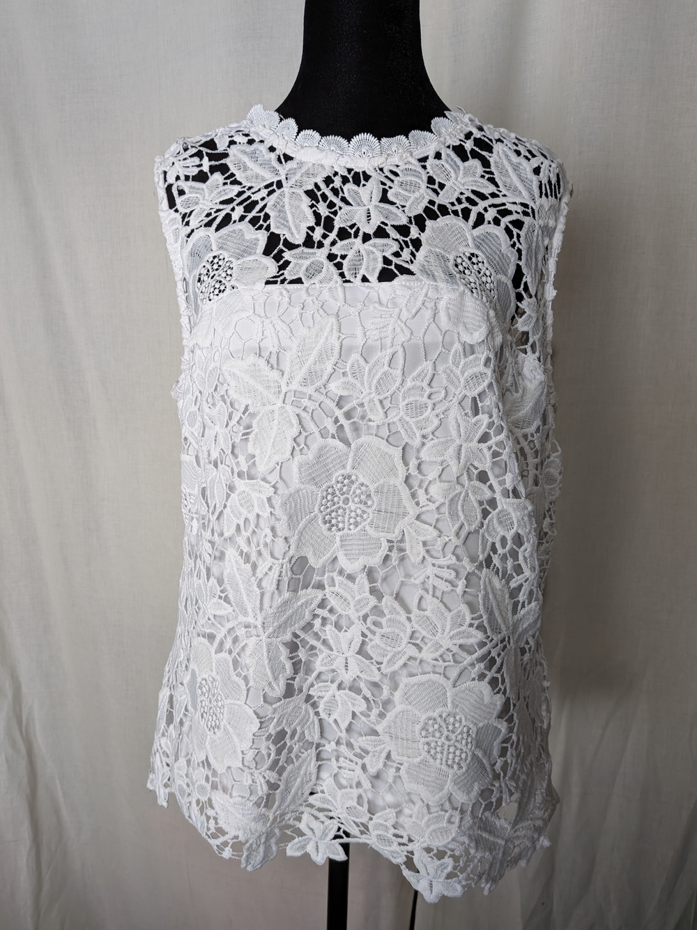 Nanette Lepore White Floral Lace Shell Top